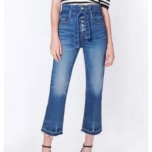 Veronica Beard Marlene Corset Wide Jean Terrain High Waist Cropped Size 28